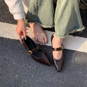 Free Shipping Evening Breeze Style Chunky-Heeled High Heels For Women Autumn 2026 New Collection Paired With Dresses Pointed-Toe Small Leather Shoes Single Shoes