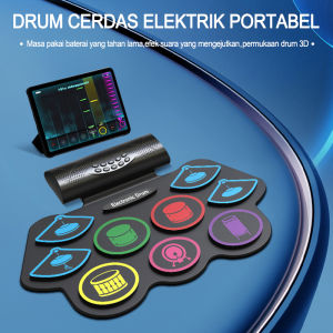 Drum elektronik Bluetooth berwarna/drum elektronik portabel/set drum elektronik silikon portabel perkusi/set drum elektronik USB