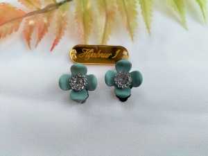 Hijabnur1 - Sepasang Anting Klip Hijab Bunga Kecil Handmade/Anting Jepit Hijab