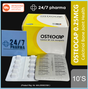 (1 Strip) Osteocap 0.25mcg 10’s Osteo-cap Mega We Care 骨化三醇 Calcitriol LIFESCIENCES Capsule