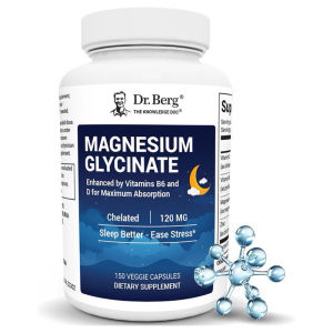Dr. Berg High Absorption Magnesium Glycinate Complex 90 Plant-Based Capsules 120mg Chelated Mineral Blended With VIT B6 D Helps Boost Relaxation Balances Daily Stress Supports Comf