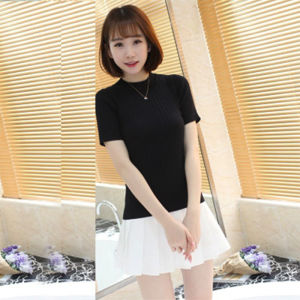 Plain Knitted blouse short sleeve