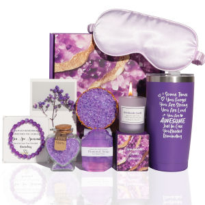 Spa Gift Basket Candle Bath Bomb Relax Woman Man Wife Her Mother Father Teacher Birthday Anniversary Valentine 9212-2