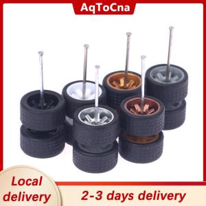 [COD] AqToCna Ship within 24 hours 1Set 1:64 Car Wheels For Hotwheels Rubber Tire With Wheel Axle Model Car Modified Part DIY Racing Vehicle Toys