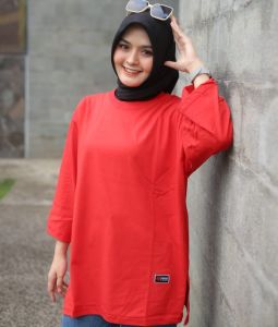 Atasan Wanita Jumbo Blouse baju kaos Jumbo Terbaru warna merah