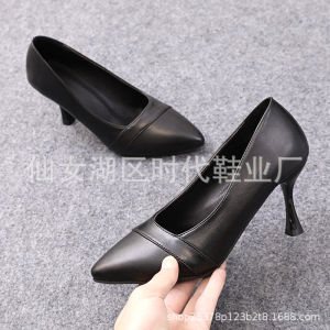 Free Shipping High-Heeled Shoes Stiletto Heels 2026 Spring Collection Korean-Style Pointed-Toe Mid-Heel Flats Soft-Soled Comfortable And Suitable For Professional Wear