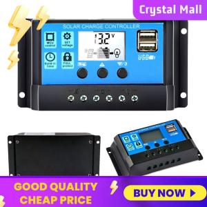 COD [Free Shipping] Solar Charge Controller with Adjustable LCD Display 12V/ 24V Solar Panel Regulator Dual USB Port Timer Setting for Home Industrial Commercial Outdoors Work