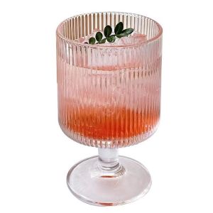 Goodlooking glass cup vertical pattern milk tea cup tall ice cream cup red wine cup dessert cup