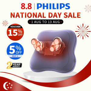 【New Arrival】Philips Back Massager Double-Sided Hot Compress 3d Massage Head 4 Massage Modes Memory Foam