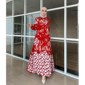 GAMIS TWILL RAYON CANDI MEKAR SHALDA BATIK ORANGE SAPHIRE