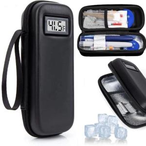 Refrigerated Medicine Organizer Bag Thermal Insulated Waterproof Insulin Cooler Travel Durable with Thermometer Display Insulin Cooling Bag for Diabetics