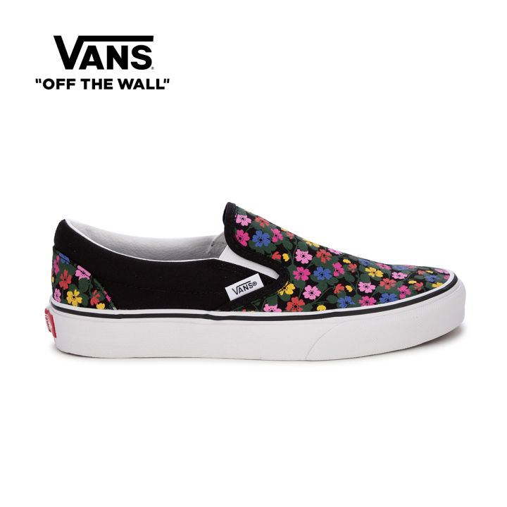 Black and shop white flower vans