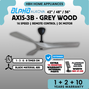 【FREE GIFT🔥】ALPHA ALKOVA AXIS 5B AXIS 3B 56/48/42 Inches DC Motor Ceiling Fan with Remote Control