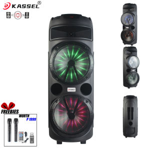 FREE USB 12"x2 Double Speaker Bluetooth Wireless Speaker FREE Wireless Mic (w/USB & FM Radio) K-1291D