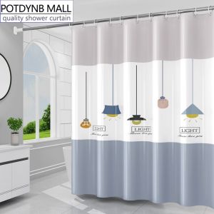Potdynb modern lighting bathroom shower curtain PEVA mildew proof waterproof shower curtain kitchen partition curtain balcony curtain+hooks