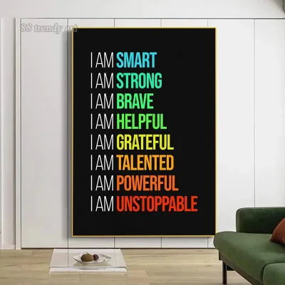 Encourage Yourself Motivational Quotes Canvas Poster Positive Mindset Wall Art Pictures for Home Living Room Decoration Painting