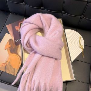 XiXi  ผ้าพันคอไหมพรมหนาสำหรับผู้หญิง แบบทอสานนุ่ม ใส่ในฤดูหนาว แฟชั่นอบอุ่น ยาวและหรูหรา