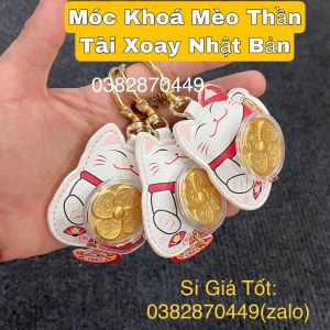 Móc Khóa Mèo Thần Tài Xoay Nhật Bản Đại Cát Đại Lợi - Treo Xe Oto Túi Xách Balo - Quà Tặng May Mắn Năm 2023