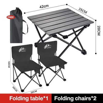 【Black 3-piece set】【JMStyle】 (2 CHAIRS 1 TABLE )camping Portable Outdoor foldable chair light Beach chair fishing chairLeisure folding recliner table and chair set camping