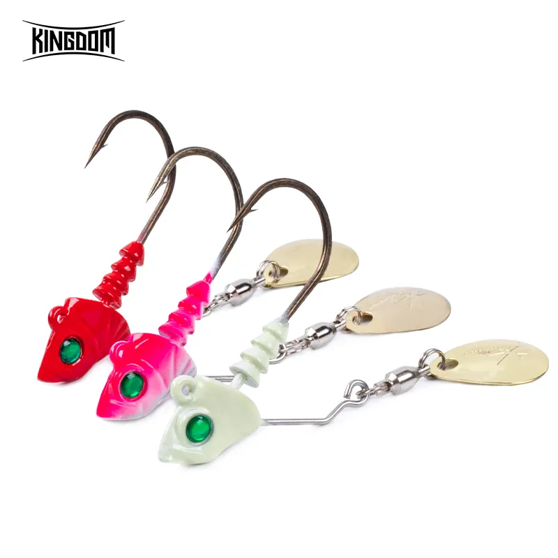 KINGOOM 2pcs Fishing Lure Jig Head Hooks 6g 9g 14g Fish Head Hook Spinner  bait Lead Head Lure Swimbait for Worm Bait Fishing Tackle Tool