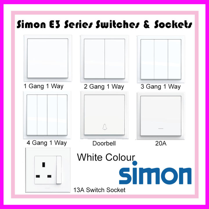 SIMON E3 SERIES SWITCHES & SWITCH SOCKETS (WHITE) Lazada