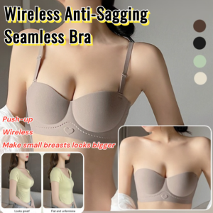 [Makes Small Breasts Look Bigger] Womens Seamless Underwear Wireless Anti-Sagging Seamless Bra Push-Up Half Cup Women Underwear