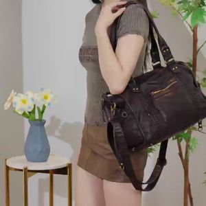 AE Best-selling French vintage motorcycle bag shoulder bag crossbody bag tote bag large womens bag large-capacity bag washed bag