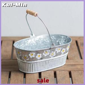 Kui-Min Vintage Iron Flower Pot Desktop Flower Vase Plant Flowerpot Balcony Plant Bucket