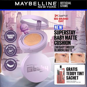 [NEW LAUNCH] NINGNING CHOICE - MAYBELLINE OFFICIAL Superstay Baby Matte Cushion 24H Baby Smooth Blurring Matte Oil Control Buildable Coverage Transferproof Waterproof Full Matte Makeup Tidak Transfer Minim Oksidasi Cocok Untuk Kulit Berminyak Kulit Kering