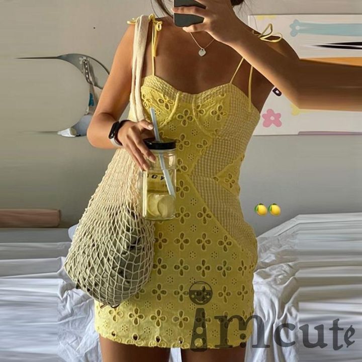 Hot item】 Alibhw Imcute-Yellow Floral Print Women Dress y2k