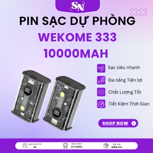 Sạc Dự Phòng WK-337 WEKOME Pin sạc dự phòng TRONG SUỐT 20000mAh WEKOME WP Pin sạc dự phòng WK WP-337 22.5w (20.000 mAh) Pin dự phòng Wekome WK-337 20.000mAh PD 22.5W Suno Top 1