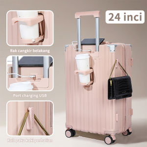 DL tahan gores dan tahan benturan Koper bagasi dan kabin bahan polikarbonat 20-28inci tersedia port pengisian daya