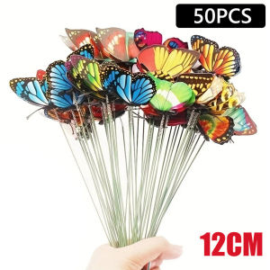 50Pcs Artifical Butterfly Bunga Kupukupu Artificial Flower Palsu Dekorasi Garden Wedding Bunga Plastik Buatan Palsu Hiasan Dekorasi Rumah Dan Taman Aesthetic