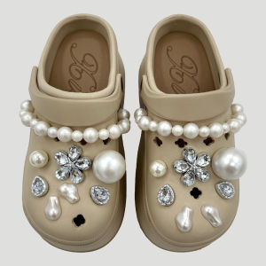 Crocs Jibbitz รองเท้าไข่มุกขนาดใหญ่ที่มีสเน่ห์3D ฝังเพชรรองเท้าผีเสื้อดอกไม้ประดับตกแต่งถอดโซ่รองเท้ามุกสำหรับ Crocs