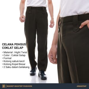 Celana PDH SUS Coklat Polri Satpam Security Celana Panjang Formal Coklat Tua Kualitas Terbaik MMF