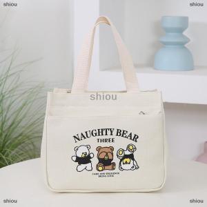 [COD] shiou Phim hoạt hình dễ thương in mẫu vải linh hoạt Túi xách nhân viên văn phòng ăn trưa Túi Tote Túi