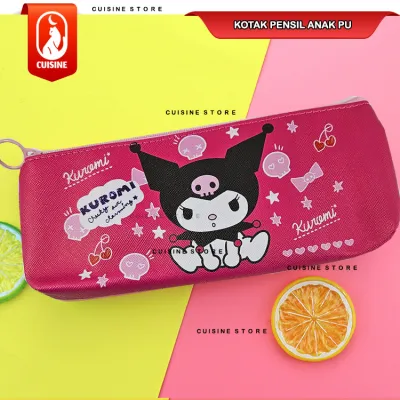 Kotak Tempat Pensil Anak Gambar Kuromi Melody Cinnamoroll Capybara Model Resleting Bahan PU