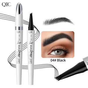 QIC Waterproof Microblading Eyebrow Pen - 4 Split Head Natural Look Brow Makeup in 4 Colors for All Skin Types
