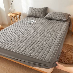 100% Waterproof Mattress Protector Bed Cover Quilted Cotton Mattress Pad Fitted Bed Sheet Machine Washable Leaf Pattern Design Bed Cover Single/Double/Queen/King Size