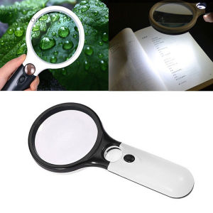 Kính lúp cầm tay loại lớn 203 * 106 * 25mm có đèn có hộp 12 bóng Led siêu sáng