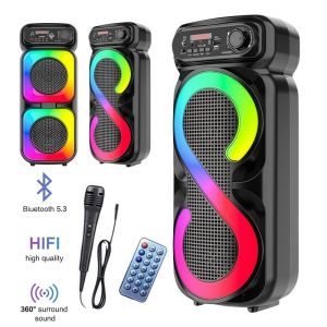 NEXASHOP With Mic Speaker Bluetooth Karaoke Big Size Dual Bass Handheld Speakers Original Stereo Cordless Subwoofer Listening Music and Singing
