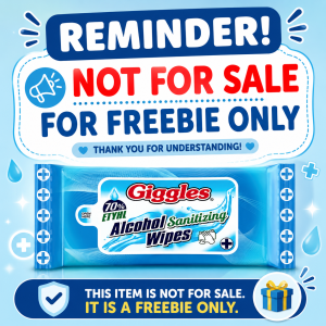 Giggles 70% Ethyl Alcohol Mini Pack Sanitizing Wipes 10 Sheets (NOT FOR SALE)