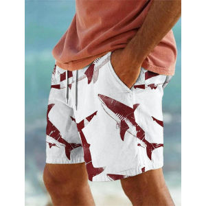 SHUNAICHI  3D Print Shark Swim Trunks For Men Ocean Animal Pattern Board Shorts Summer Fashion Casual Loose Street Breathable Beach Shorts