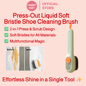 【FAMMY FAEY】Press Out Liquid Soft Bristle Cleaning Brush Plus Liquid Shoe Brush Laundry Brush Soft Bristle Shoe Brush Household Shoe Washing Multifunctional Shoe Brush Cleaning Brush Plus Liquid Shoe Brush按压式液体软毛鞋刷