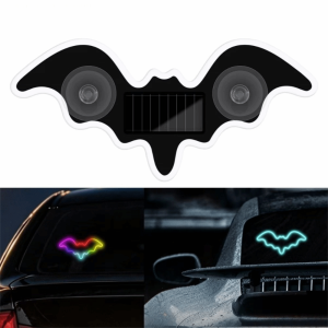 VIVIDI Bat Shaped Car Neon Lights Suction Cup Solar Powered Atmosphere Breathing Lamp Wireless Car Triangle Window Light Car Decoration