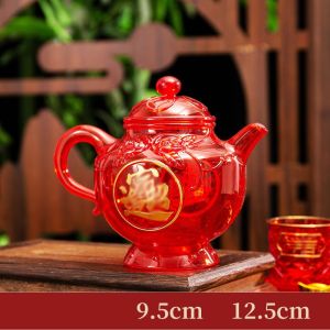 Teco Teko Seduh Teh Sembahyang Cao Cai Jin Bao Merah Ukuran Besar Seduh Teh Puja Kristal Acrylic