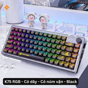 Bàn Phím Cơ Có Dây Attack Shark K75 RGB Trong Suốt - Bàn Phím Gaming Có Hotswap Cho Máy Tính Laptop
