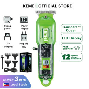Kemei KM-1133 Rechargeable Hair Cutting Machine Barber Shop Fade Professional Hair Clippers For Men Cordless Trimmer Transparent Cover