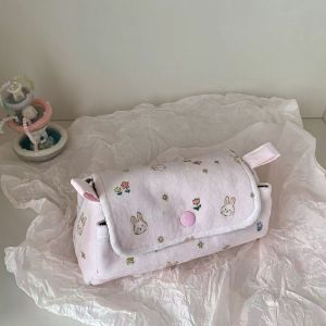 SIRENXI Dung lượng lớn Hộp bút chì hình ngôi sao Gấu Nhỏ Đã in Thỏ Túi trang điểm Dụng cụ sắp xếp bàn làm việc Đơn giản Túi đựng bút chì Vật tư văn phòng phẩm trường học
