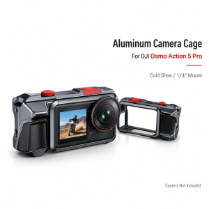 Aluminum Camera Cage for DJI Osmo Action 5 Pro Protective Frame Case with Grip Cold Shoe 1/4 Screw Mount